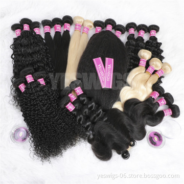 YESWIGS Wholesale Unprocessed Raw Virgin Cuticle Aligned Hair Weaves and Wigs Straight Brazilian Human Hair Extensions Bundles